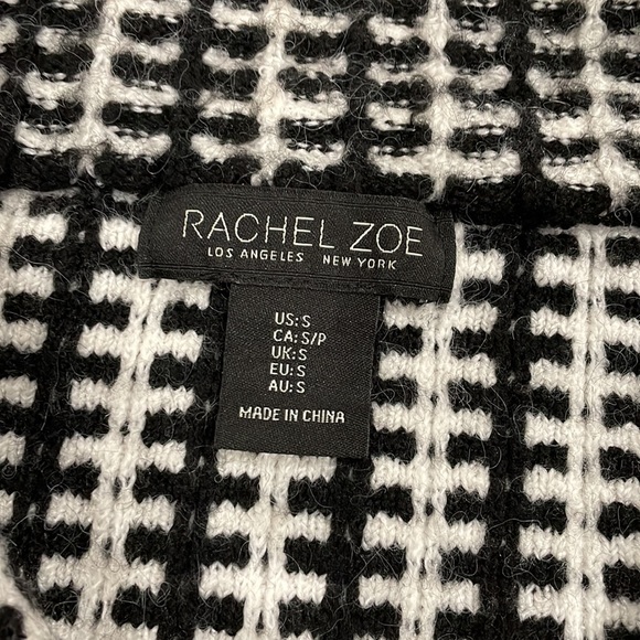 Rachel Zoe double breasted black and white sweater with brown buttons - Picture 2 of 5